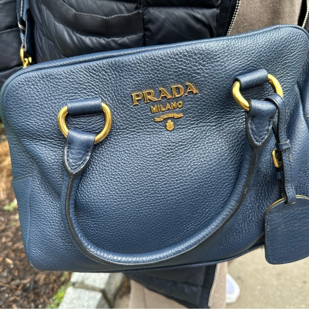 Prada Blue Shoulder Bag with Gold Hardware